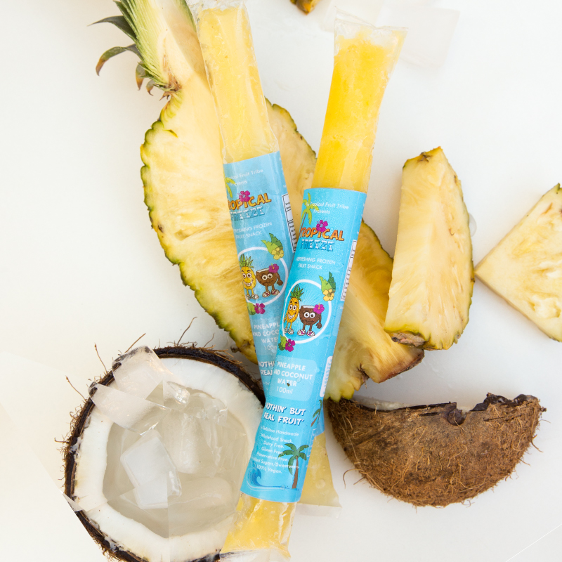 Frozen treats for kids. Tropical Freeze - Pineapple & Coconut ice blocks.